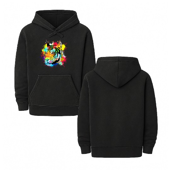 Colorful Tiger Abstract Double Sided Mineral Wash Hoodies