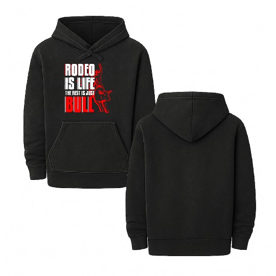 Rodeo Is Life Cowboy Bull Riding Western Country Double Sided Mineral Wash Hoodies