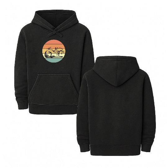 Retro Capybara Double Sided Mineral Wash Hoodies