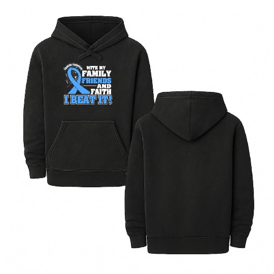 Family Faith I Beat It Prostate Cancer Awareness Double Sided Mineral Wash Hoodies