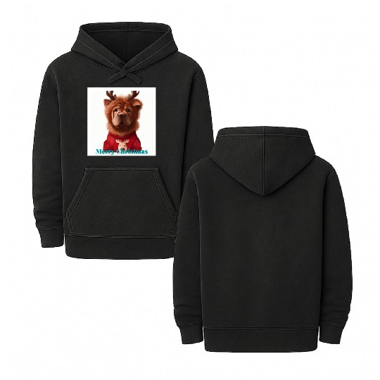 Sweet Chow Chow in a Christmas reindeer sweater. Double Sided Mineral Wash Hoodies