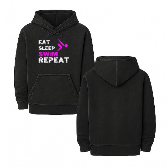 EAT SLEEP SWIM REPEAT Double Sided Mineral Wash Hoodies