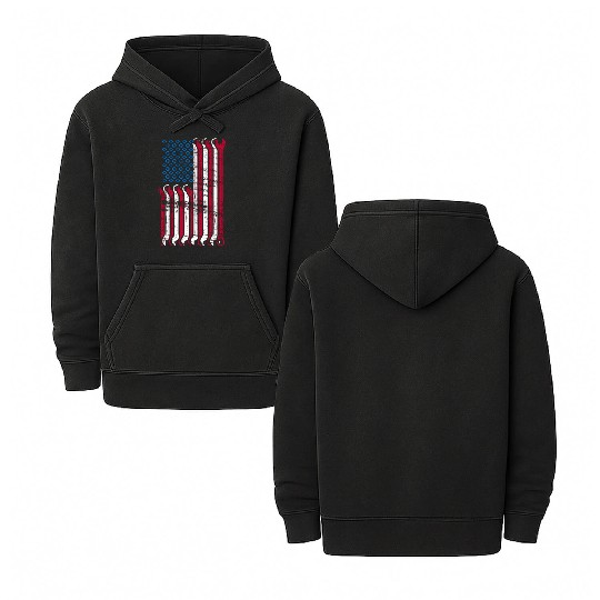 American Flag Mechanic Combination Wrenches Double Sided Mineral Wash Hoodies