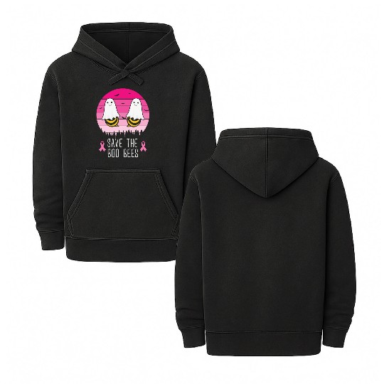 Save the Boo Bees Breast Cancer Awareness Double Sided Mineral Wash Hoodies