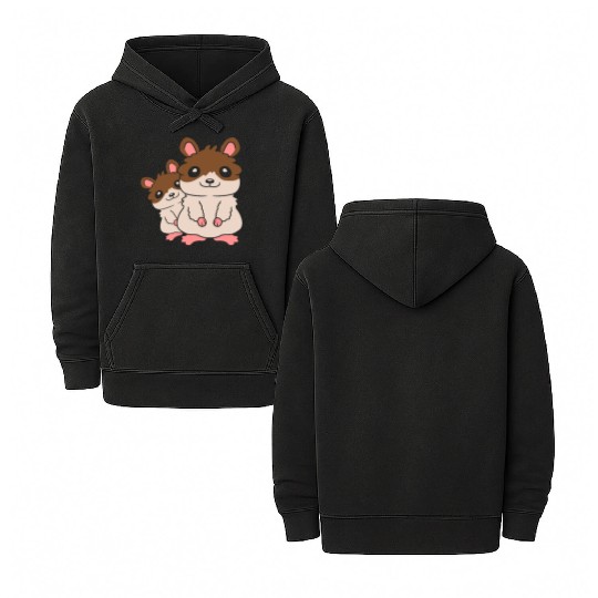 family hamster small child Double Sided Mineral Wash Hoodies
