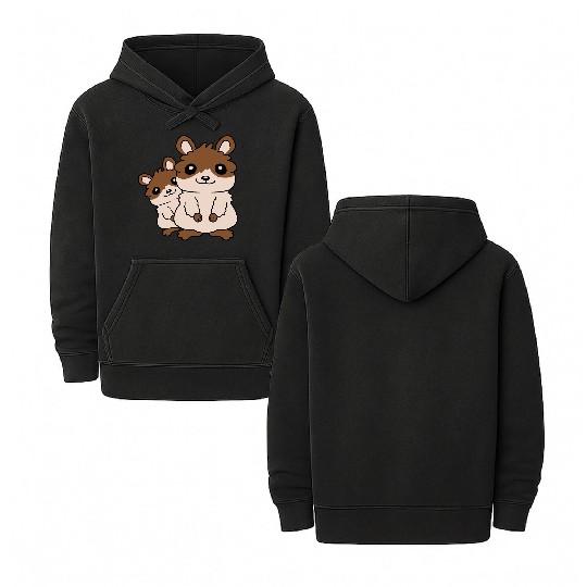 Hamster family small child Double Sided Mineral Wash Hoodies