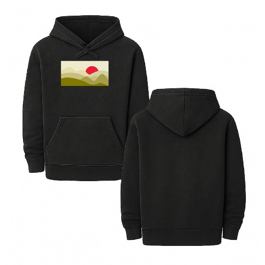 Minimalist Sun Olive Green Double Sided Mineral Wash Hoodies