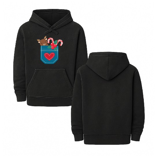 Christmas moose peppermint pocket Double Sided Mineral Wash Hoodies