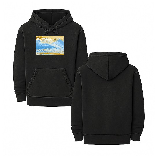 Golden Blue Mountain Lake Double Sided Mineral Wash Hoodies