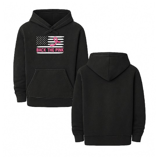 USA Flag Breast Cancer Awareness Double Sided Mineral Wash Hoodies