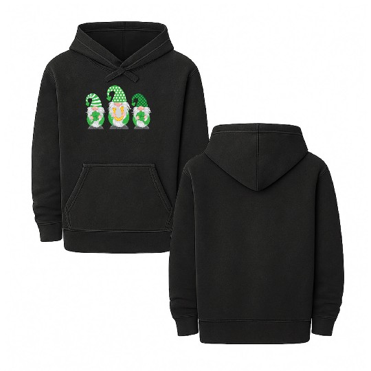 St Patrick's Day Gnome Lucky Clover Shamrock Gift Double Sided Mineral Wash Hoodies