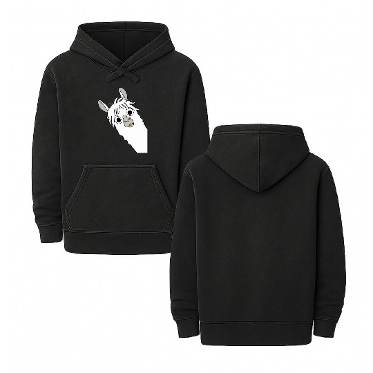 Laughing alpaca comic lama in white with big eyes Double Sided Mineral Wash Hoodies