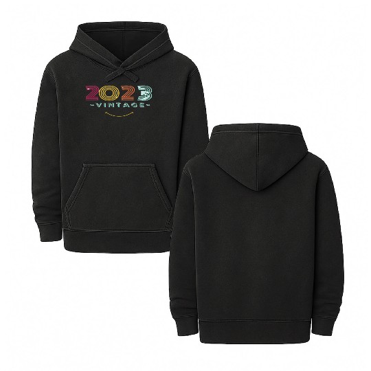 Neon Rainbow Retro 2023 NewYear Vintage Double Sided Mineral Wash Hoodies