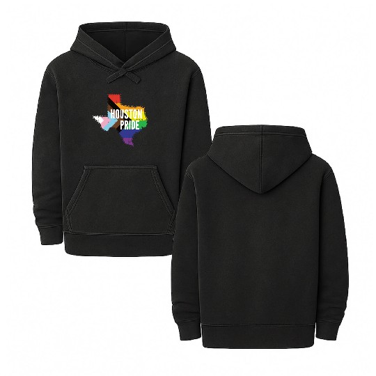 Houston Pride Gay Lesbian Queer Texas Rainbow Flag Double Sided Mineral Wash Hoodies