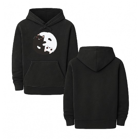 ying yang cat Double Sided Mineral Wash Hoodies
