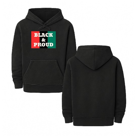 Black and Proud on a Red, Black, and Green Colors Double Sided Mineral Wash Hoodies