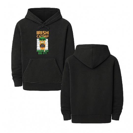 Angry Funny Cat Happy Saint Patrick Day Double Sided Mineral Wash Hoodies