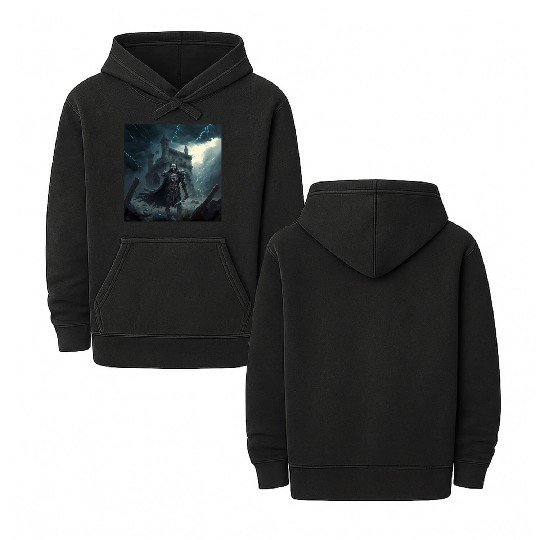 Death Knight in Thunderstorm Double Sided Mineral Wash Hoodies