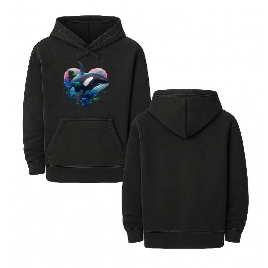 Orca Is My Valentine Double Sided Mineral Wash Hoodies