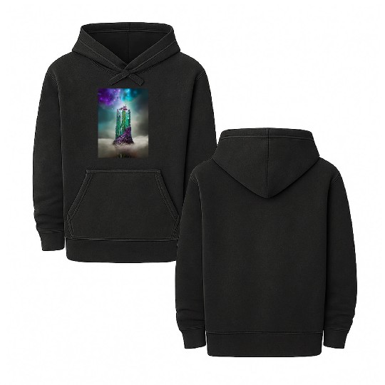 Cosmic Gemstone and Glass \|/ Universe Double Sided Mineral Wash Hoodies