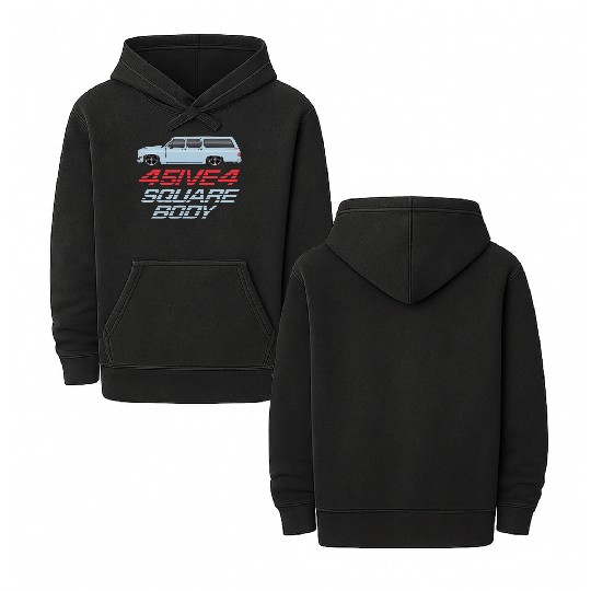 square Light Blue Double Sided Mineral Wash Hoodies