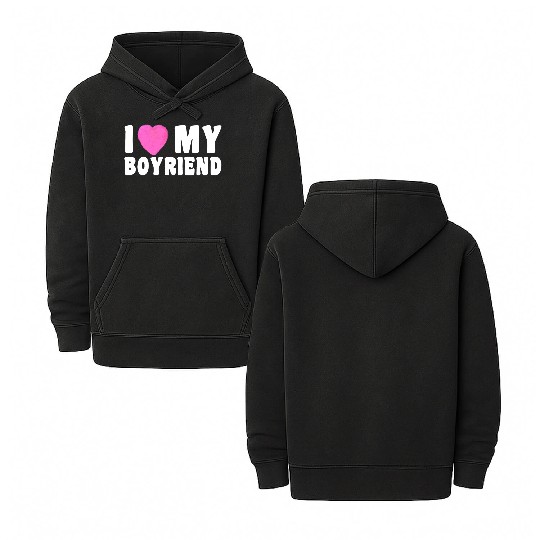 Forever and Always I Love My Boyfriend pink heart Double Sided Mineral Wash Hoodies