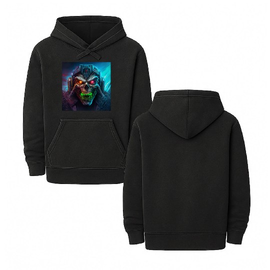 ZOMBIE IRON MAIDEN (version 8) Double Sided Mineral Wash Hoodies