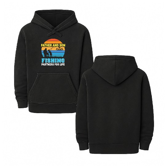 Father and son fishing partners for life Double Sided Mineral Wash Hoodies