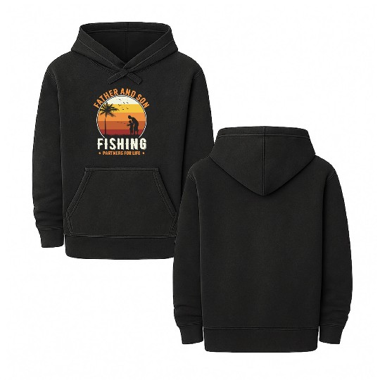 Father and son fishing partners for life Double Sided Mineral Wash Hoodies