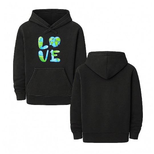 LOVE Earth Day 2023 Cute Earth Lover Kids Double Sided Mineral Wash Hoodies