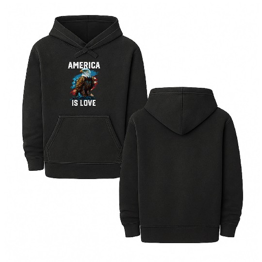 America Is Love American Bald Eagle 4th Of July Double Sided Mineral Wash Hoodies