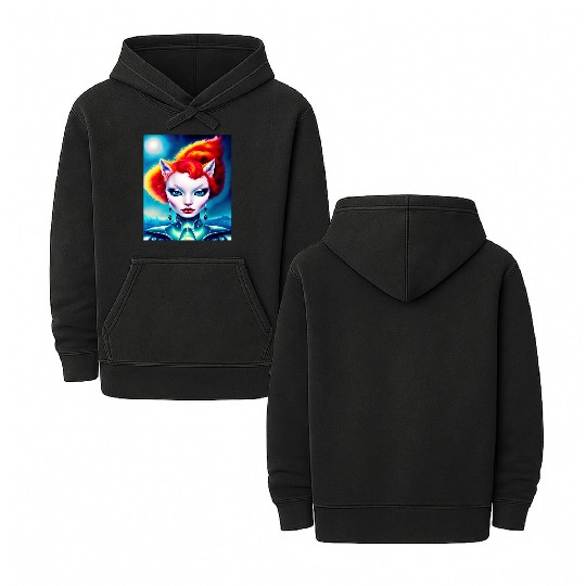 "Alien Cat Woman" Double Sided Mineral Wash Hoodies