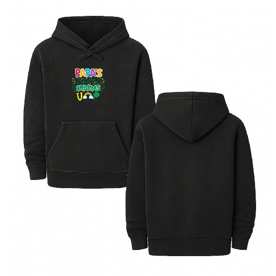 Papa's Lucky Little Charms Clover Shamrock Double Sided Mineral Wash Hoodies