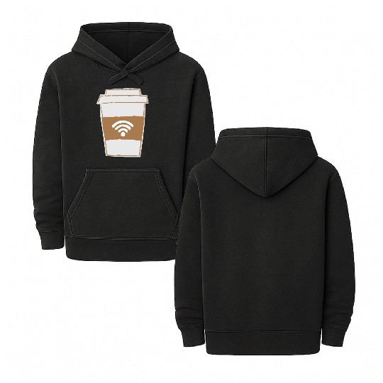 Coffee Wifi Double Sided Mineral Wash Hoodies