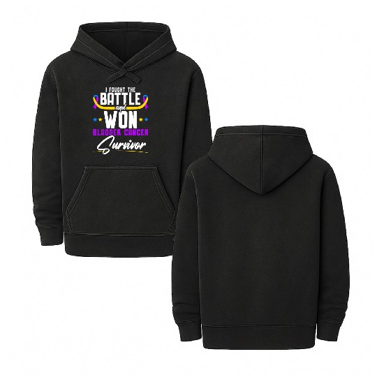 Fought The Battle And Won Bladder Cancer Survivor Double Sided Mineral Wash Hoodies