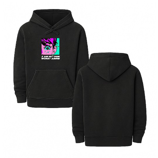 I Am My Own Worst Anime Manga Emo Japanese Animati Double Sided Mineral Wash Hoodies