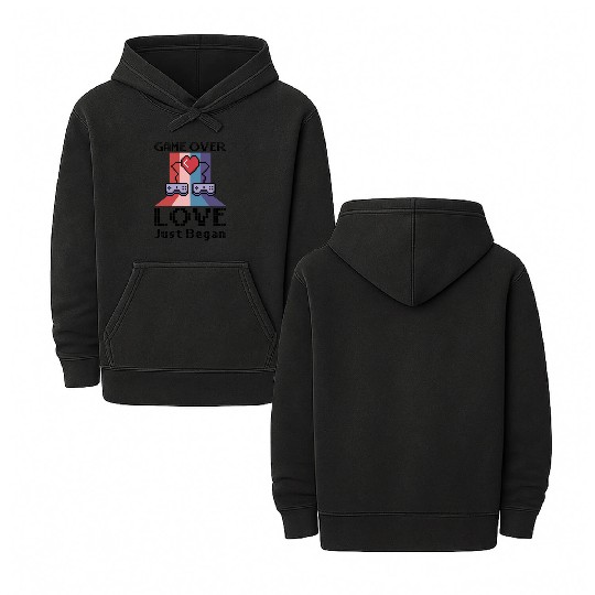 Valentine's Day Gamer Playing Video Game Couples Double Sided Mineral Wash Hoodies