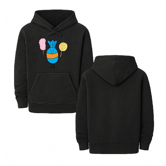 Cute Candy Holding Lollipop And Cutton Candy Double Sided Mineral Wash Hoodies