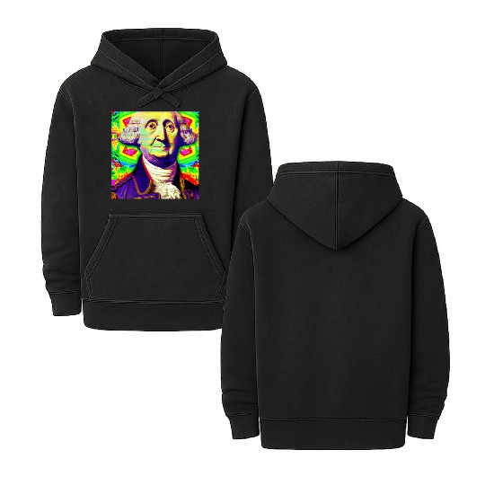 Trippy George Washington Double Sided Mineral Wash Hoodies