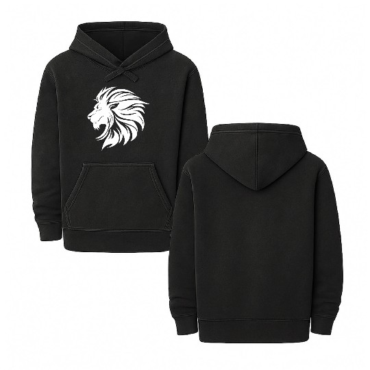 Mighty Lion Head Mane Cool Tattoo Style Double Sided Mineral Wash Hoodies