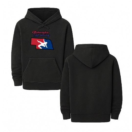Nebraska Wrestling (USA Colors) Double Sided Mineral Wash Hoodies
