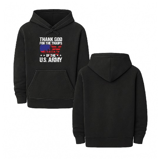 Soldier thank god for troops of us army military Double Sided Mineral Wash Hoodies