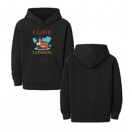 I Love London UK Travel more adventure Exploring Double Sided Mineral Wash Hoodies