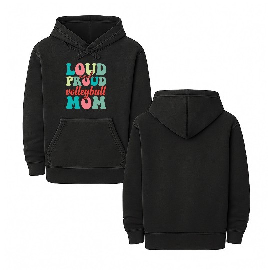 Loud and proud volleyball mom 01 Double Sided Mineral Wash Hoodies