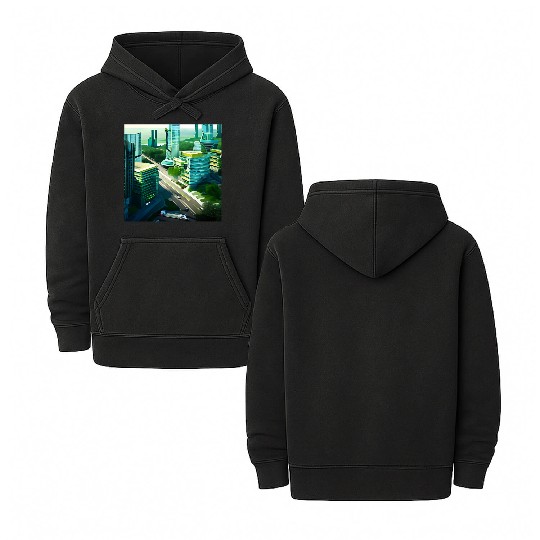 Green Horizon: A Vision of Sustainable Cityscape Double Sided Mineral Wash Hoodies