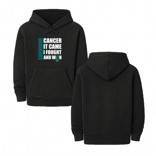 Ovarian Cancer Fight Cancer Ribbon Double Sided Mineral Wash Hoodies