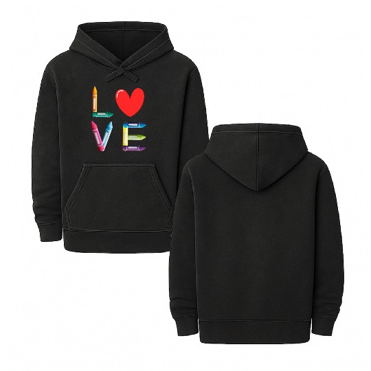 Pre-K Teacher Preschool Day Love Teachers Crayon Double Sided Mineral Wash Hoodies