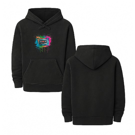 Cassette music 80s pop style For all, who love Double Sided Mineral Wash Hoodies