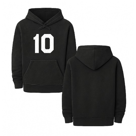 Jersey Number 10 Ten Athletic Sports Double Sided Mineral Wash Hoodies