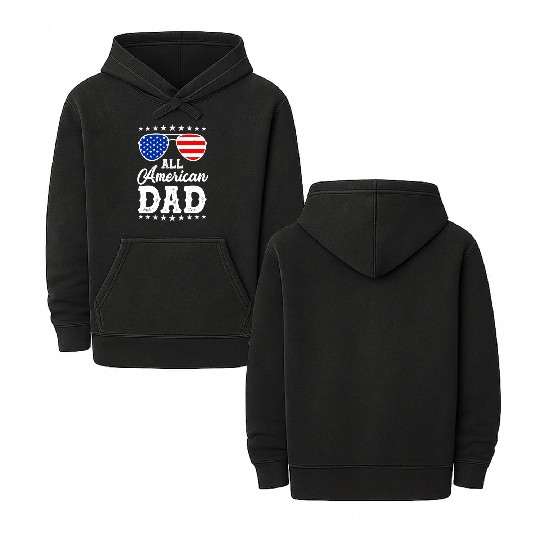 4th Of July Patriotic American Dad Us Double Sided Mineral Wash Hoodies